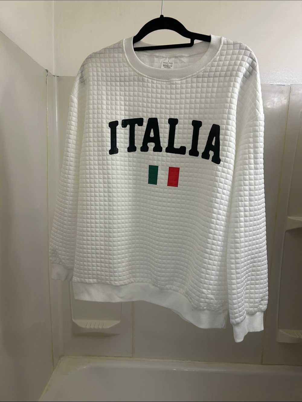 Quilted Italia Crewneck Sweatshirt - White